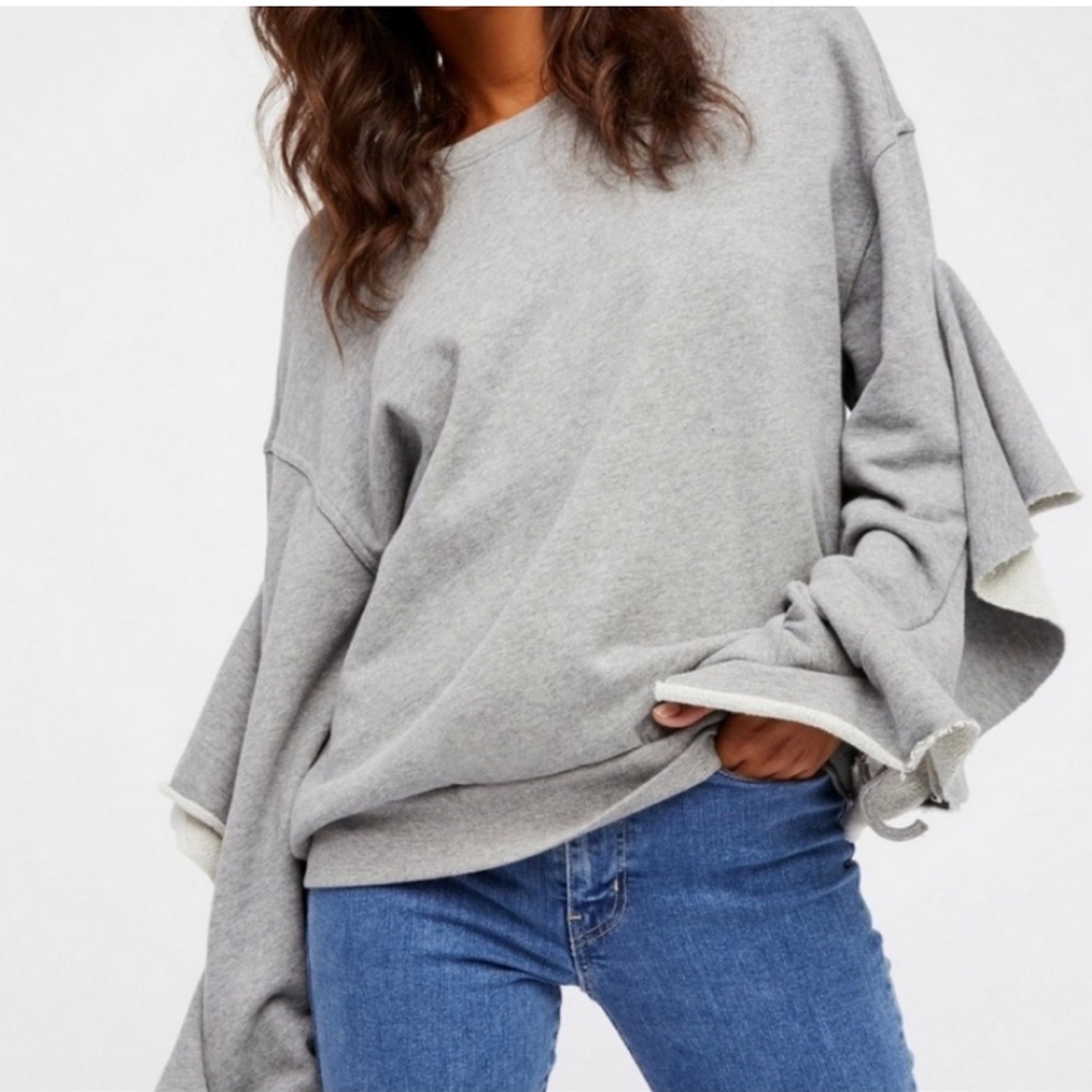 Free People Beach ruffle sleeve sweatshirt